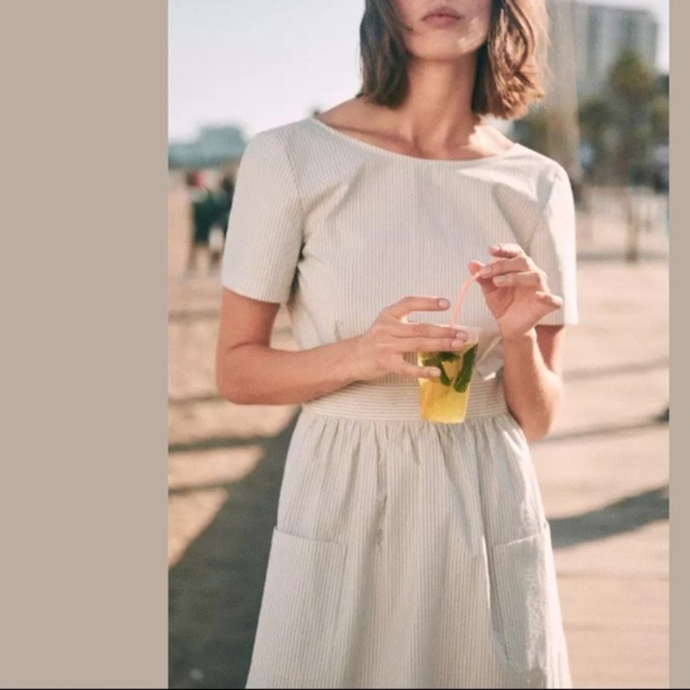 Sezane Odalie Seersucker Dress - size 34/2 - Picture 2 of 4